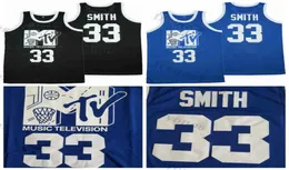 Uomo Will Smith 33 Maglie da basket Black Music Television First Annual Rock N039Jock BBall Jam 1991 Camicie blu cucite S5587981