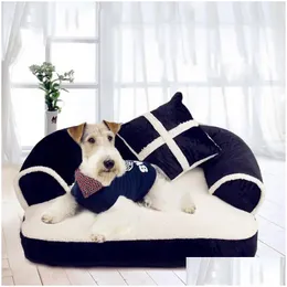 Kennels & Pens Warm Kennels Small Dog Bed Luxury Pet Sofa Pens With Pillow Detachable Wash Soft Fleece Cat Drop Delivery Home Garden P Dhnx8