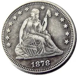 US Monety US 1878-P-CC Siedzący Liberty Quater Dollar Craft Srebrna kopia monety mosiężne ozdoby domowe akcesoria 241e