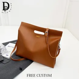 Роскошный дизайн, модная сумка для ноутбука для женщин, индивидуальное имя, деловой офис, ежедневный портфель через плечо, кожаная сумка большой вместимости 240313