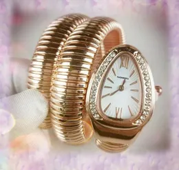 Luxury Quartz Womens Gold Green Blue Dial Watches Fashion Day Datum Diamonds Ring Bee Snake Clock Full Rostfritt stål Rose Gold Silver Armband Watch Montre de Luxe