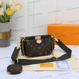 Luxus-Einkaufstasche, Umhängetasche, Geldbörse, Designer-Handtasche, Messager-Taschen, Marke, Umhängetaschen, PU-Leder, Mini-3-teilige Damen-Münztasche, zusammengesetzte Old Flower Damier-Tasche