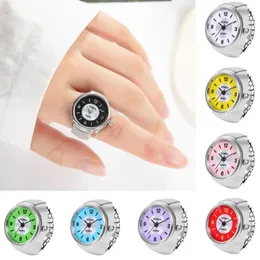 Cluster Rings Alloy Digital Couple Watch Ring Fashion Retro Jewelry Round Quartz Finger Gift Women