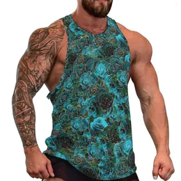 Men's Tank Tops Rose Floral Daily Top Gold Glitter Flower Gym Mens Graphic Fashion Sleeveless Shirts Plus Size 4XL 5XL