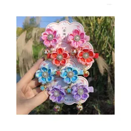 Saç Aksesuarları Çin tarzı çocuk Hanfu Headdress Head Flower Girl Küçük Antika ve Klip Damla Teslimat Bebek Çocukları Annelik Dhqoh