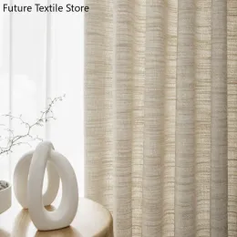 Cortinas nova luz de luxo bege cor misturada sarja chenille algodão e linho misturado cortinas para sala estar jantar quarto