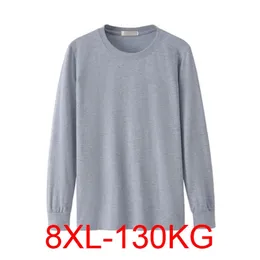 Camiseta masculina manga longa inverno 7xl 8xl 134cm tamanho grande 5xl 6xl algodão casa 240308