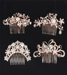 Rose Gold Pearl Hair Comb Crystal Flower Fjäril