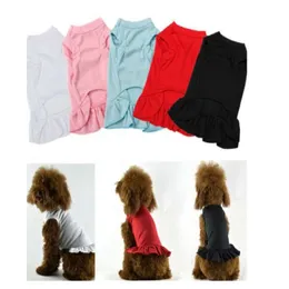 12 шт./лот, пустая однотонная мягкая хлопковая классическая рубашка для собак, юбка, летняя одежда для домашних животных для маленьких и больших собак Cats264R