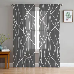 Curtains Twisted Lines Modern Art Grey Sheer Curtains Home Window Decorations Voile Tulle Curtains For Living Room Bedroom Kitchen