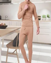 Men039s Pants Men Thermal Underwear Set Winter Long Sleeve Zipper Top Skinny Compression Fleece Sportwear Male Warm Outfit3707006