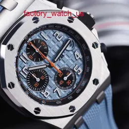 AP Fancy Watch Highend Watch 26238ST 자동 기계식 42mm 직경 파란색 원형 다이얼 플라이 백/리버스 점프 기능 미터 크로노 그래프