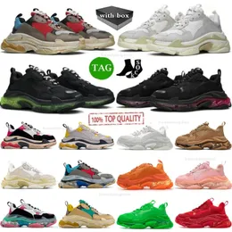 Triple S Clear Sole 17FW Черные светло-бежевые оранжевые кроссовки на платформе Черный Белый Серый Красный Розовый Синий Королевский неоновый зеленый 17fw Мужчины Женщины Повседневная обувь