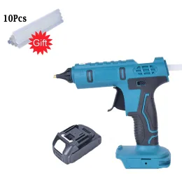 Polijsters 80w pistola de cola elétrica sem fio para makita 18v bateria diy pistola de ar quente de soldagem de derretimento quente bico anti-queimadura com varas de 11mm