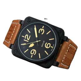 Nyhetsdesigner armbandsur fullt rostfritt stål brun läder fyrkantig klocka pin spänne utsökt orologio uomo lysande mekanisk automatisk klocka casual sb072 c4