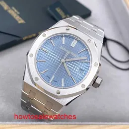 Ikoniska damer AP Wrist Watch Royal Oak Series 15550st.OO.1356ST.08 Ice Blue Plate Mens and Womens Fashion Leisure Business Sports Watch