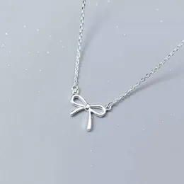 Hängen 925 Sterling Silver Lovely Bow Knot Pendant Necklace For Girls Women Fashion Jewelry Gift D38613345