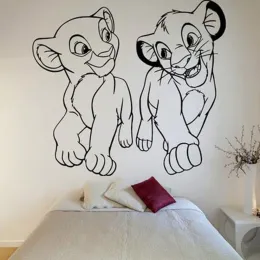 Adesivos lion rei decalque simba adesivo leão rei vinil adesivos de parede de desenho animado decoração de nala vinil decalques de arte decoração de artes de parede c220