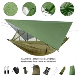 Anti utomhus campinghammmatta med myggnät och regntältutrustning levererar skydd campbädd överlevnad bärbar 240320