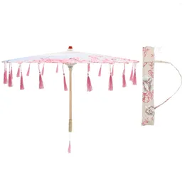 Guarda-chuvas Guarda-chuva de papel de óleo Decoração estilo chinês clássico clássico único palco de madeira po prop borla