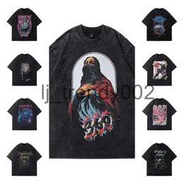 24ss New Designer TKPA American Y2K High Street Panther Print Old Short Sleeve T-shirt for Men and Women Hiphop Couple Half Sleeve Tee dg