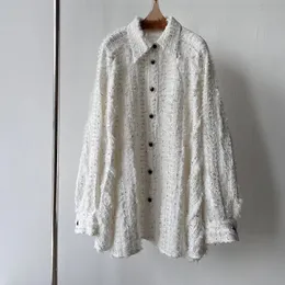 Mulheres clássico 2 cores tweed casaco elegante manga longa lapela singlebreasted jaqueta solta high end roupas início da primavera 240301