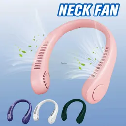 Elektrik Fanları Taşınabilir Boyun Fan Mini Ventilator Sessiz ve Giyilebilir Soğutma Usbrechagleable Bladess Mobil Koşullama H240313