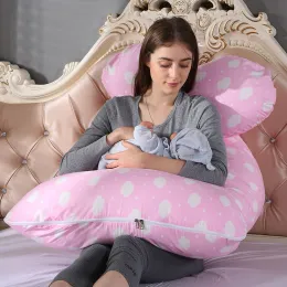 Cuscino cuscino di maternità cuscinetto multifunzione stampa di cotone copertura ushape in gravidanza donne