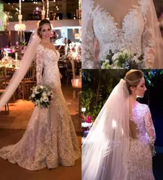 2020 Pizzo A Line Abiti da sposa economici Abiti da sposa Maniche lunghe Tulle trasparente Lunghezza pavimento Paese Abiti da sposa taglie forti7499987