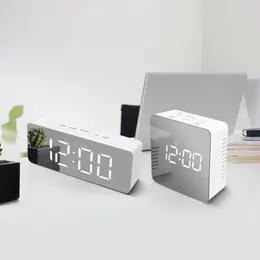 LED Wall Clock Watch Modern kort design 3D DIY Electronic Large Mirror Table Alarm Clocks Office Kids Room Date Time Desk Clock 2305B
