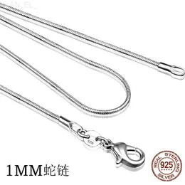 أخرى 925 Sterling Silver Necklace Women Silver Fashion Jewelry Snake Chain 1mm Neclace 16 18 20 22 24 L24313