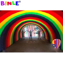 5mWx8mDeepx3.5mH (16.5x26x11.5ft) Colorful Large Inflatable Rainbow Tunnel Tent With Tassels Curtains,Event Entrance Gate Archway For Pary Decoration1