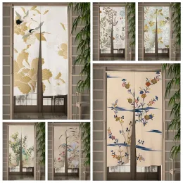 Cortinas de folhas douradas flores porta cortinas arte japonês porta sala divisória cortinas entrada pendurado meia cortina prop