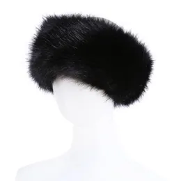10 colors Womens Faux Fur Headband Luxury Adjustable Winter warm Black White Nature Girls Fur Earwarmer Earmuff Hats For Women240T