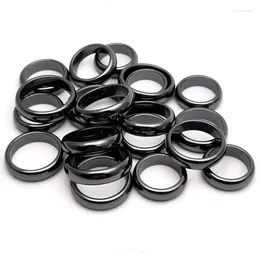 Cluster Rings Hematite Men Black Non-magnetic Stone Couple Ring Unisex Anxiety Relief Healing Chakra Energy Therapy Fidget Pain Jewelry