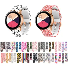2022mm remmar Flower Leopard Grain Red Lip Printing Watchband Silicone Band för Samsung Galaxy Watch Active 2 Huawei Watch Band G2305656