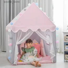 Toy Tents Toy Tents Large Children Toy Tent 1.35M Wigwam Folding Kids Tents Tipi Baby Play House Girls Pink Princess Castle Child Room Decor 230612 L240313