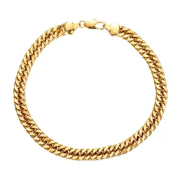 Широкий 7 мм кубинский браслет-цепочка золотого цвета, толстый браслет на щиколотке 9, 10, 11 дюймов для женщин и мужчин, водонепроницаемый 240227