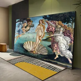 Kalligraphie Die Geburt der Venus Renaissance Berühmtes Ölgemälde auf Leinwand Botticelli Reproduktion Kunstdruck Klassisches Wandbild Cuadros