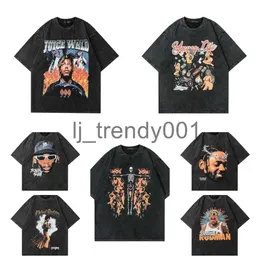 Tkpa camisetas masculinas y2k roupas americanas maré gráfica marca retro lavagem do velho solto manga curta camiseta das mulheres hip hop streetwear wt