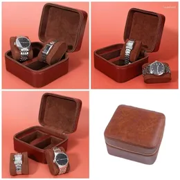 Jewelry Pouches Elegant PU Leather Watch Case 2 Slots Watches Holder Wristwatch Box