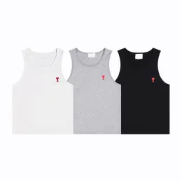 Summer new miTees round neck small heart embroidered round neck pure cotton sleeveless men's and women's T-shirtS vest pullover sports short sleeved T-shirt top clothes