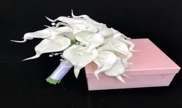 Vita calla liljor brudbukett siden blommor bröllop bukett naturlig beröring med pärlor brudtärna blomma mariage ramo de novia1526809