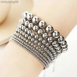 Bileklik Moda Takı Kadın Hediyeler Su geçirmez Metal Top Yüksek Kaliteli Pürüzsüz Çap 3-4-6-8mm Elastik Paslanmaz Çelik Bilezik2403