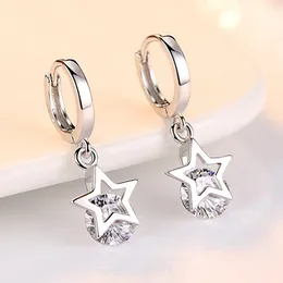 Orecchini pendenti in argento placcato zircone stella a cinque punte con nappa pendente griglie da donna gioielli da sposa regalo di anniversario