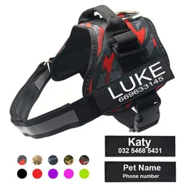 Hund Harness No Pull Reflective Justerbar Personlig husdjurssele för hundväst Anpassade ID -taggar Patch utomhus Walking Dog Supplie Q301R