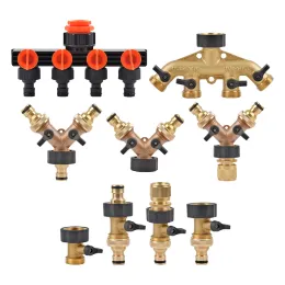 Kits 3/4" 2/4Ways Thread Garden Hose Splitter Heavy Duty Tap Tubing Adapter Switcher Connector ShutOff Irrigation Watering Outdoor