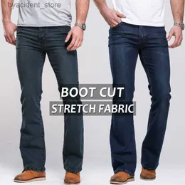 Jeans da uomo Jeans boot cut da uomo leggermente svasati slim fit famoso marchio blu jeans neri designer classico jeans denim stretch maschile S913 L240313