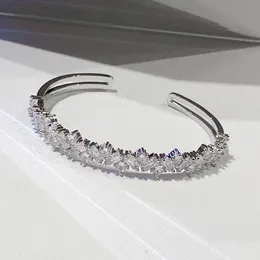 Fashion Baguette Promise Bangle 5A Zircon cz Oro bianco riempito di fidanzamento Braccialetti di nozze Bracciali per le donne Gioielli da sposa