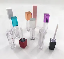 Durchsichtige Mini-Lipgloss-Röhre, leere Lippenbalsambehälter mit schwarzem, rotem, violettem, rosafarbenem Deckel für Lippenstiftproben2948688
